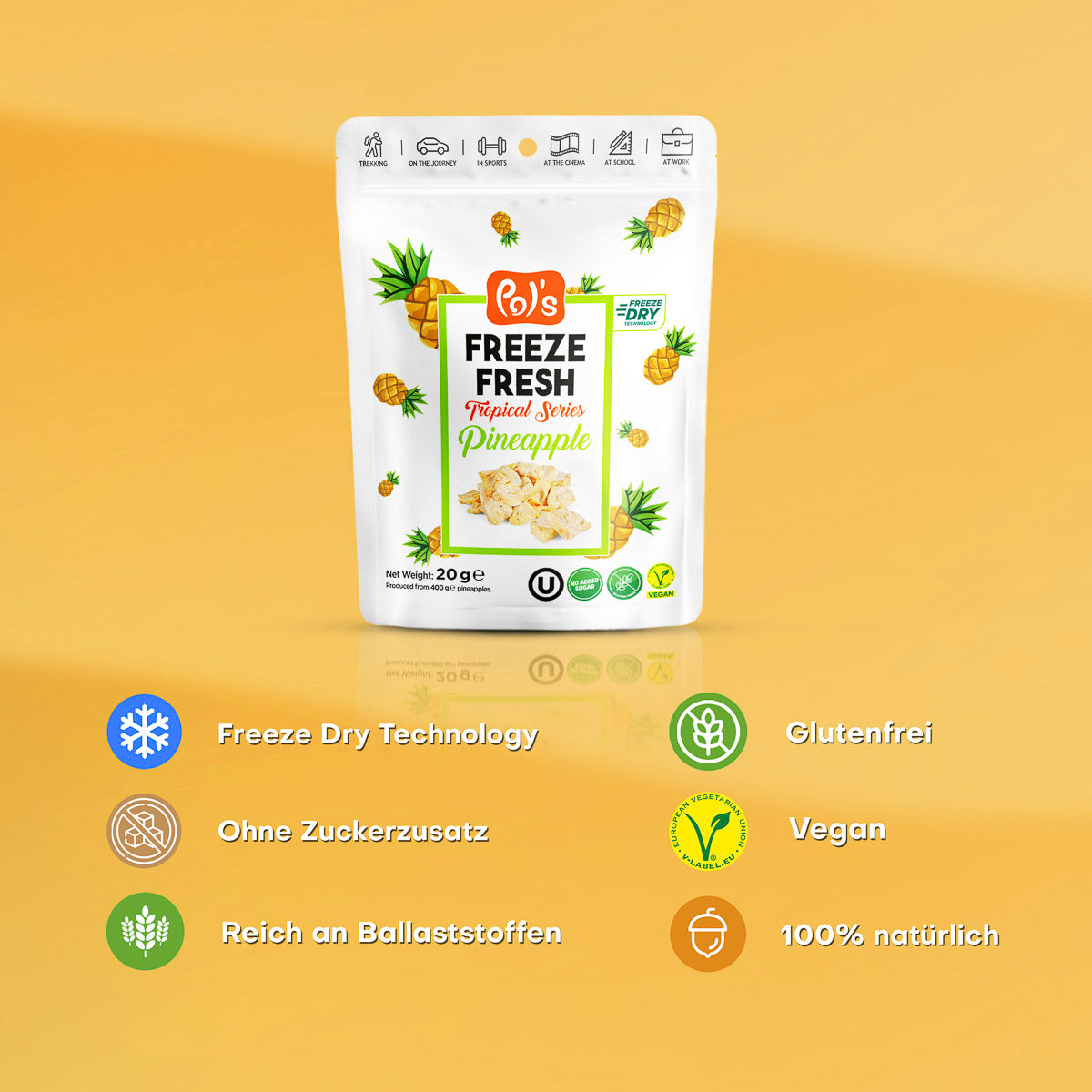 Gefriergetrocknete Ananas 20g