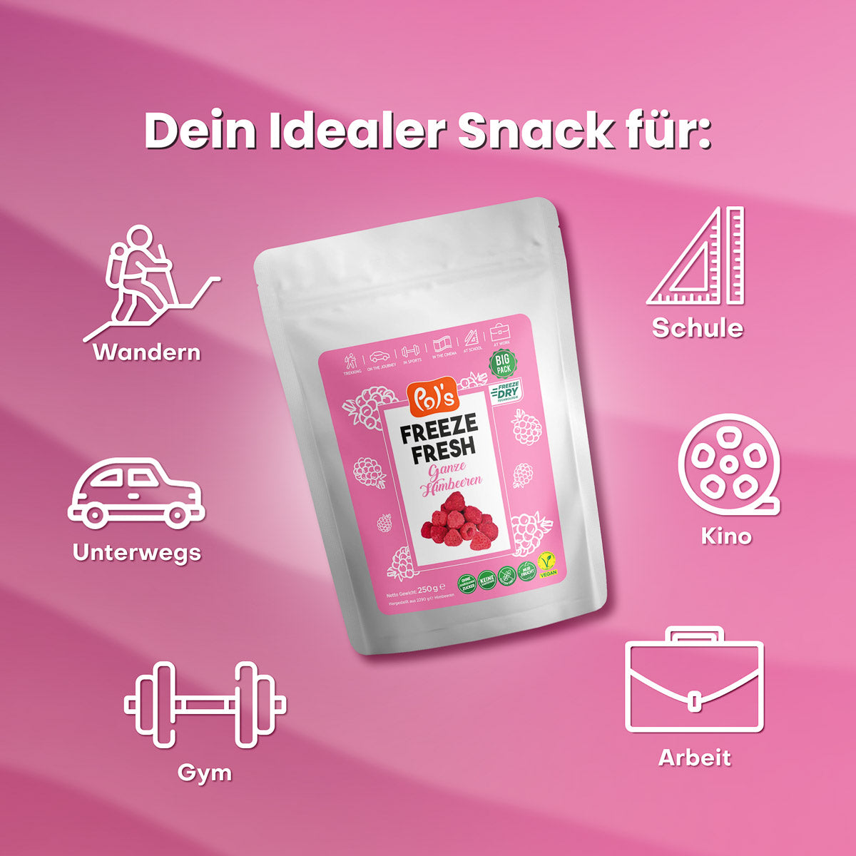 Gefriergetrocknete Himbeeren 'BigPack' 250g "Pol's Freeze Fresh"