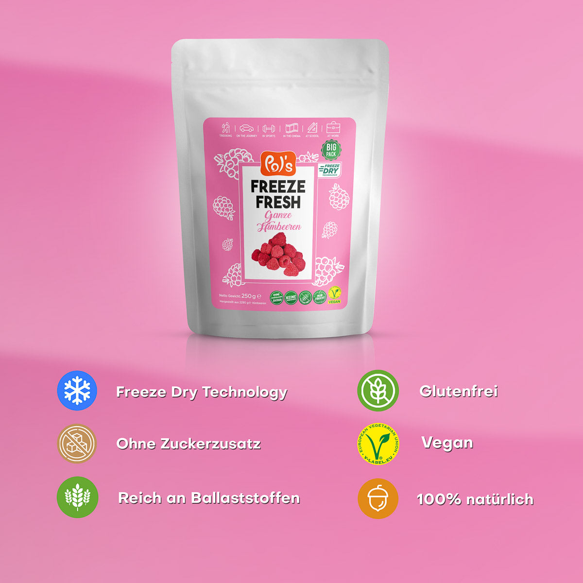 Gefriergetrocknete Himbeeren 'BigPack' 250g "Pol's Freeze Fresh"